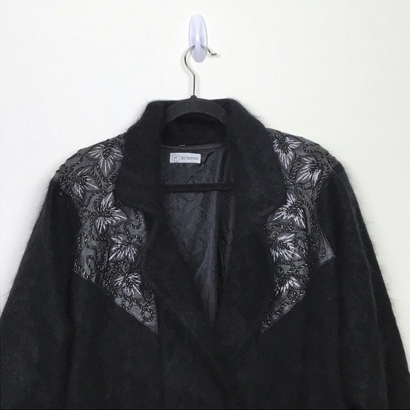 Black Angora Western Style Jacket - Picture 4 of 13